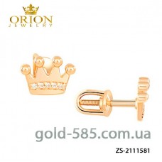 Серьги золотые "Корона" вкруточки ZS-2111581