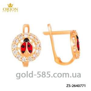 Серьги золотые золотые "Божья коровка" ZS-2600771