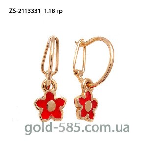 Серьги детские золотые с эмалью ZS-2113331