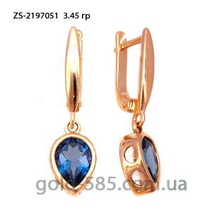 Серьги золотые с голубым топазом ZS-2197051
