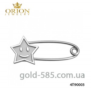 Серебряная Булавка смайлик-звездочка 4П90003Р