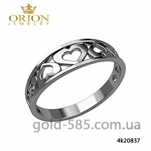 Серебряное кольцо с сердечками 20837р