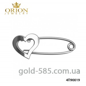 Серебряная Булавка с сердечком 4П90019Р