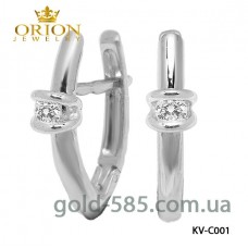 Серьги золотые из белого золота с бриллиантами KV-C001