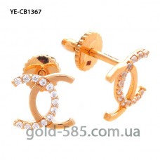 Серьги на закрутках золотые "Chanel" Шанель YE-CB1367