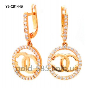 Серьги-подвески "Chanel" Шанель из золота 585 пробы