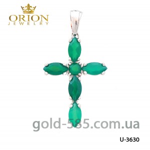 Серебряный крестик с изумрудами 3630Р