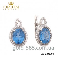 Серебряные серьги с голубым кварцем 2240/9Р