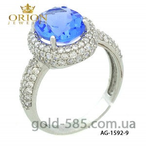 Серебрянное кольцо с голубым кварцем AG-1592-9