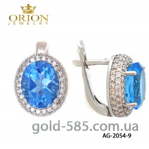 Серебрянные серьги с голубым кварцем AG-2054-9