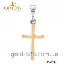 Крестик серебрянный с золотыми напайками BS-659P