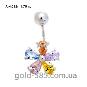 Пирсинг с разноцветными камнями Ar-t012r