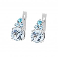 Серебряные серьги с аквамарином и куб. цирконием 029-3610