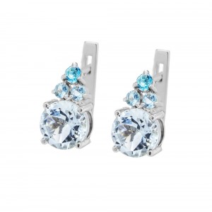 Серебряные серьги с аквамарином и куб. цирконием 029-3610