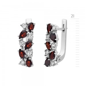 Серебряные серьги с гранатом 038-4110
