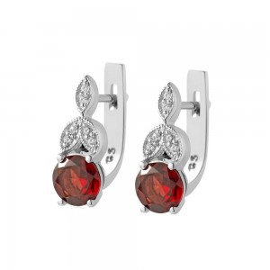 Серебряные серьги с гранатом 071-4110