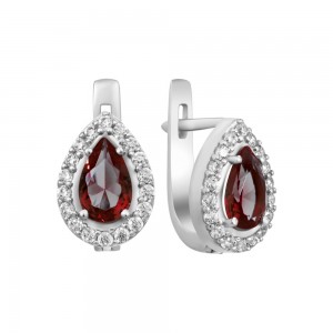 Серебряные серьги с гранатом 004-4110