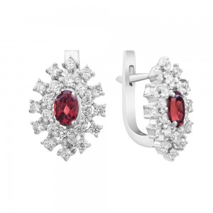 Серебряные серьги с гранатом 010-4110