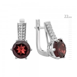 Серебряные серьги с гранатом 054-4110