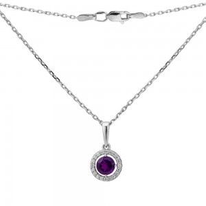 Серебряное колье со вставками аметиста 122-6210