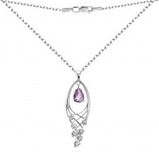 Серебряное колье с розовым аметистом 109-6310