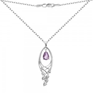 Серебряное колье с розовым аметистом 109-6310