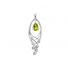Серебряный кулон с зеленым камнем 109-5310