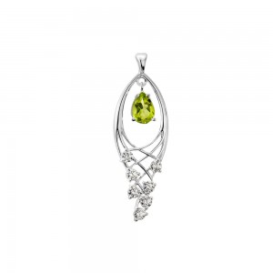 Серебряный кулон с зеленым камнем 109-5310