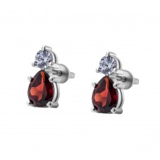 Серебряные пуссеты со вставками граната 077-4110