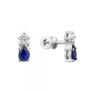 Серебряные серьги с сапфиром 076-3110