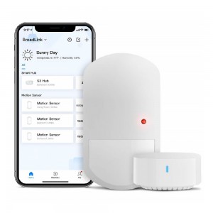 Умный WiFi датчик движения Broadlink PIR3-FC c концентратором Smart Hub S3 для автоматизации умного дома (Белый)