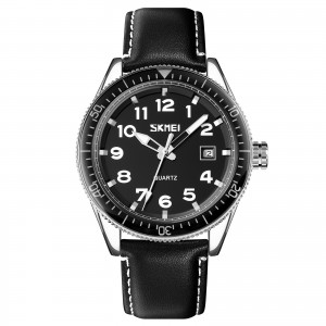 Skmei 9232LSIBK Silver-Black Leather