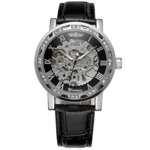 Winner 8008 Diamonds Automatic Black-Silver