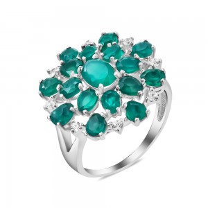 Серебряное кольцо с зеленим агатом 138-7310