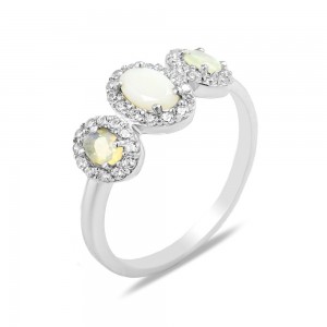 Серебряное кольцо с опалом и куб. цирконием 075-5510
