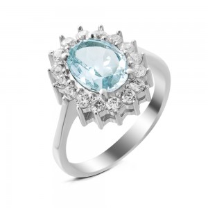 Серебряное кольцо с скай топазом 085-3910